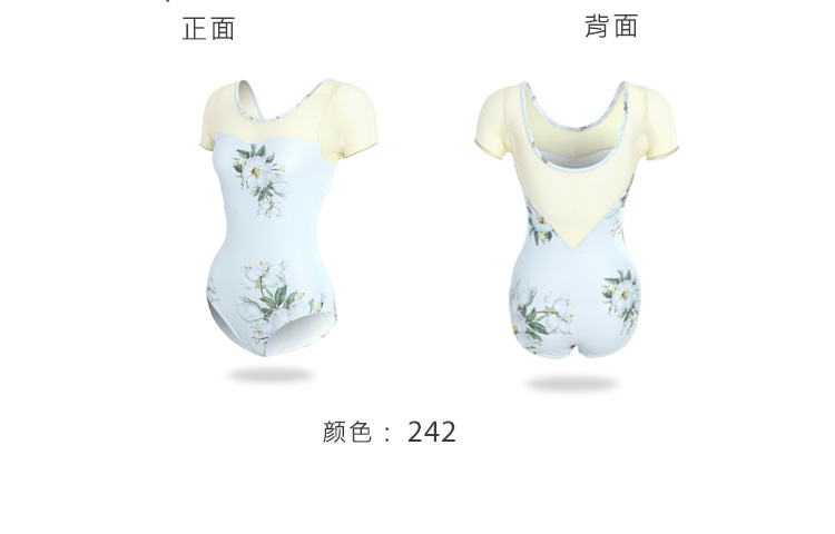 芭尔乐网纱短袖印花舞蹈练功服02B1919