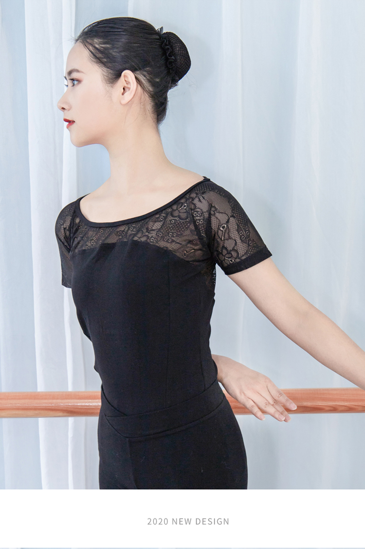 芭尔乐蕾丝短袖舞蹈体操服女上衣01B2001