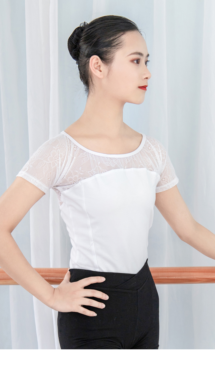 芭尔乐蕾丝短袖舞蹈体操服女上衣01B2001