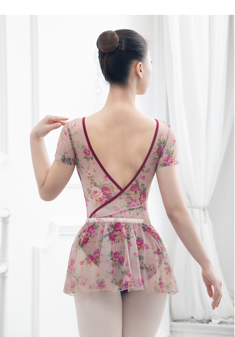 芭尔乐印花短袖舞蹈练功服女套装07B2012